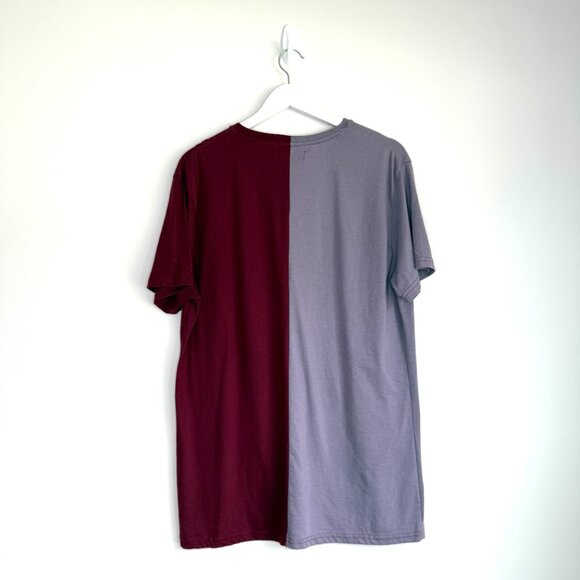 Dikotomy Split Panel Two Tone Colorblock Purple T Shirt - Picture 2 of 7